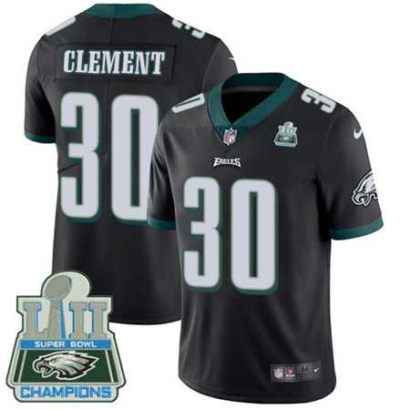 Men's Nike Eagles #30 Corey Clement Black Alternate Super Bowl LII Champions Stitched Vapor Untouchable Limited Jersey